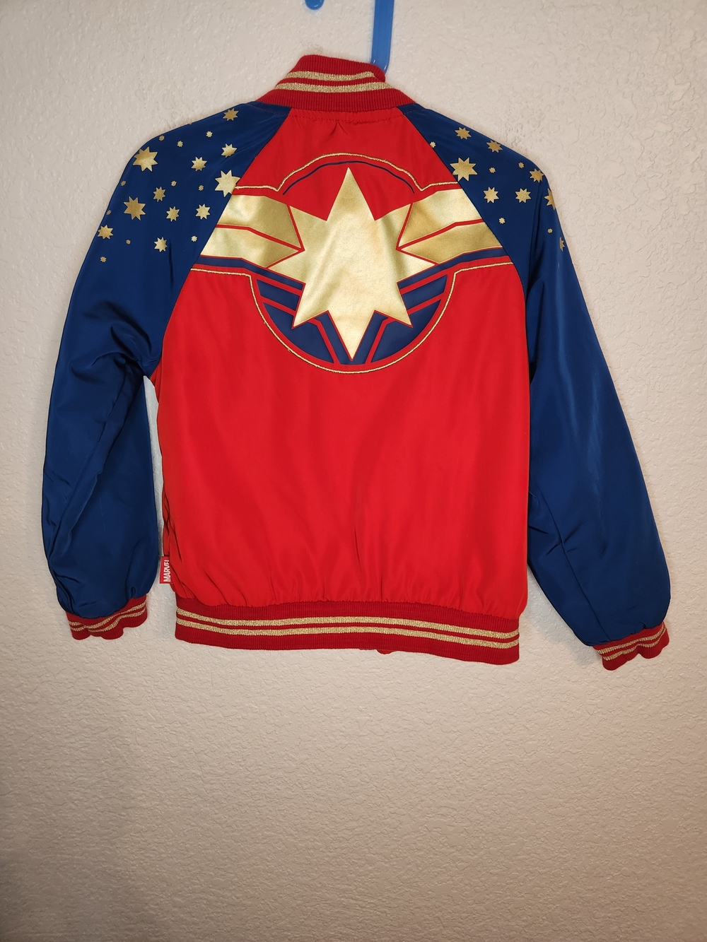 Captain Marvel Disney Comics Jacket Girls Full Zip Logo Red Blue Y2k size 5 6 - Picture 12 of 16